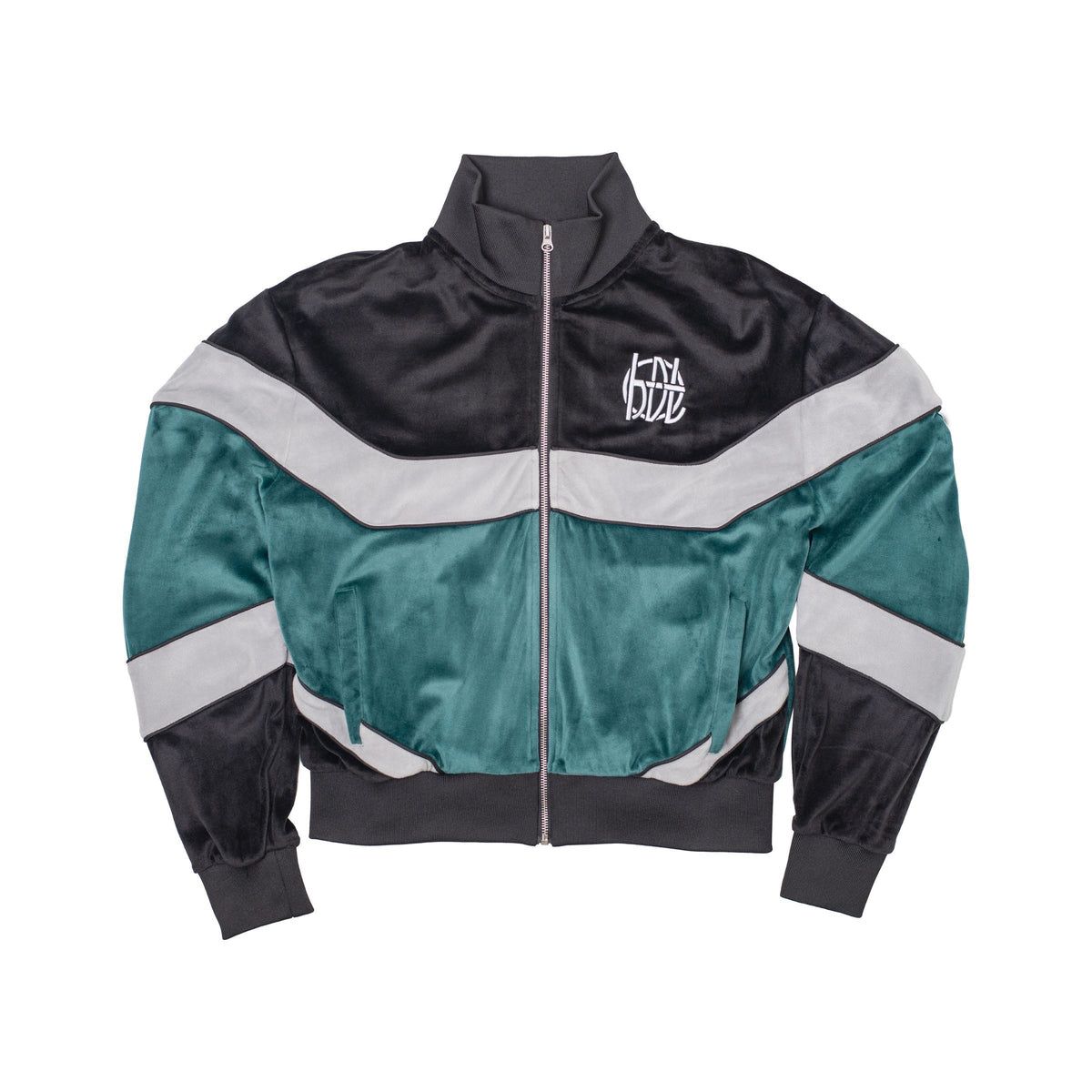 HDL VELOUR TRACK JACKET - GREEN/BLACK | HODDLE SKATEBOARDS