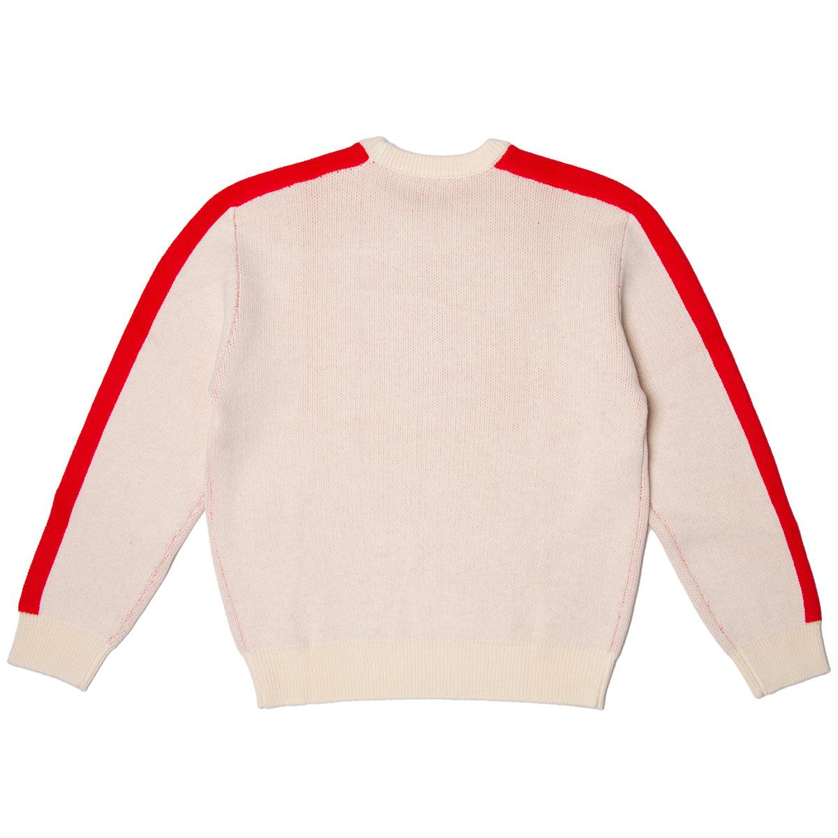 HODDLE WARPED LOGO KNIT ECRU/RED