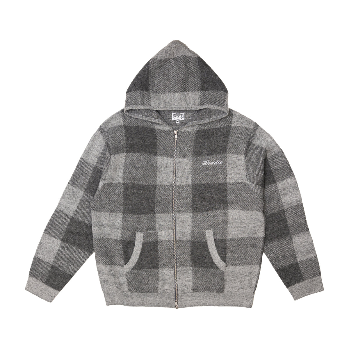 HODDLE MOHAIR CHECK ZIP UP HOOD GREY | HODDLE SKATEBOARDS