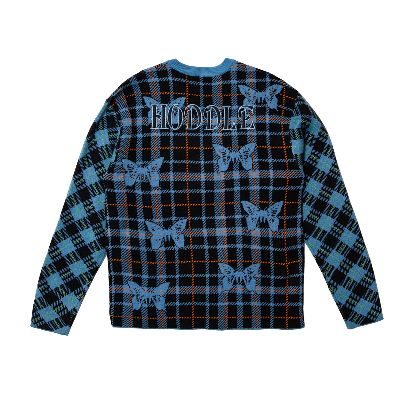 BUTTERFLYVNECKKNITBLUEPLAIDBAC