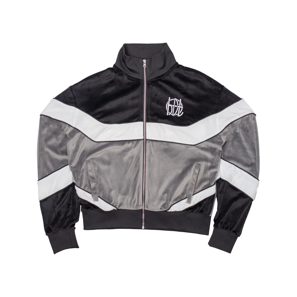 HDL VELOUR TRACK JACKET BLACK/GREY HODDLE SKATEBOARDS