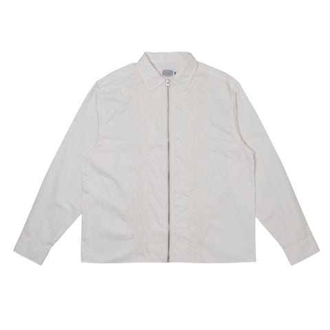 HODDLE THORN ZIP UP LONG SLEEVE SHIRT - WHITE | HODDLE SKATEBOARDS