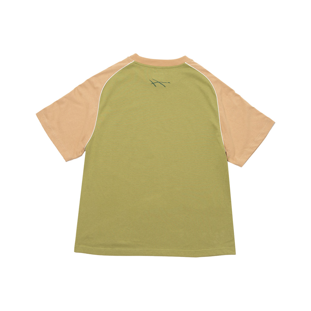 HODDLE WARPED JERSEY TEE - LIGHT GREEN / KHAKI