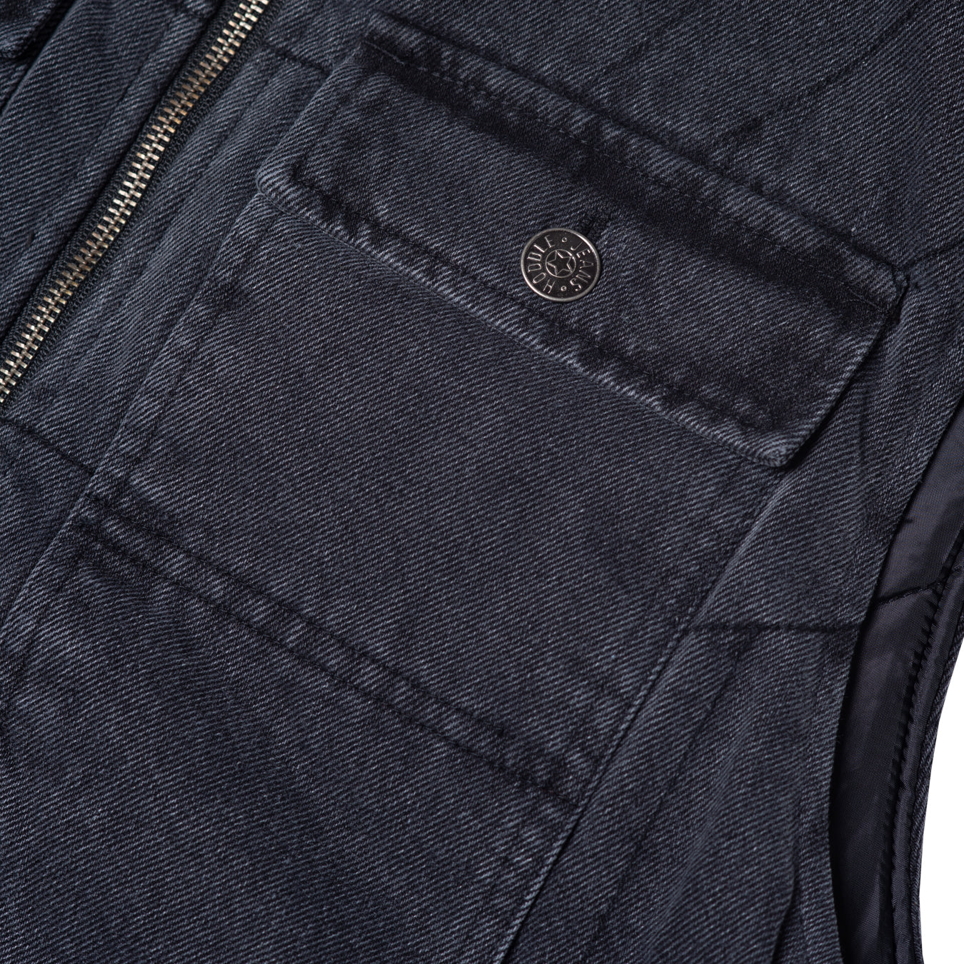 ZIP UP CARPENTER VEST BLACK DENIM WASH | HODDLE SKATEBOARDS