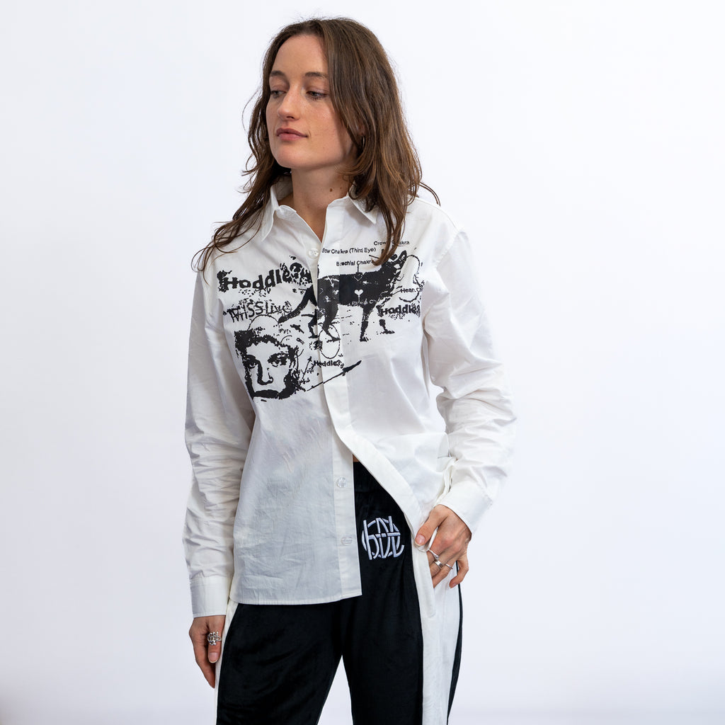 A SANE REACTION OXFORD SHIRT WHITE