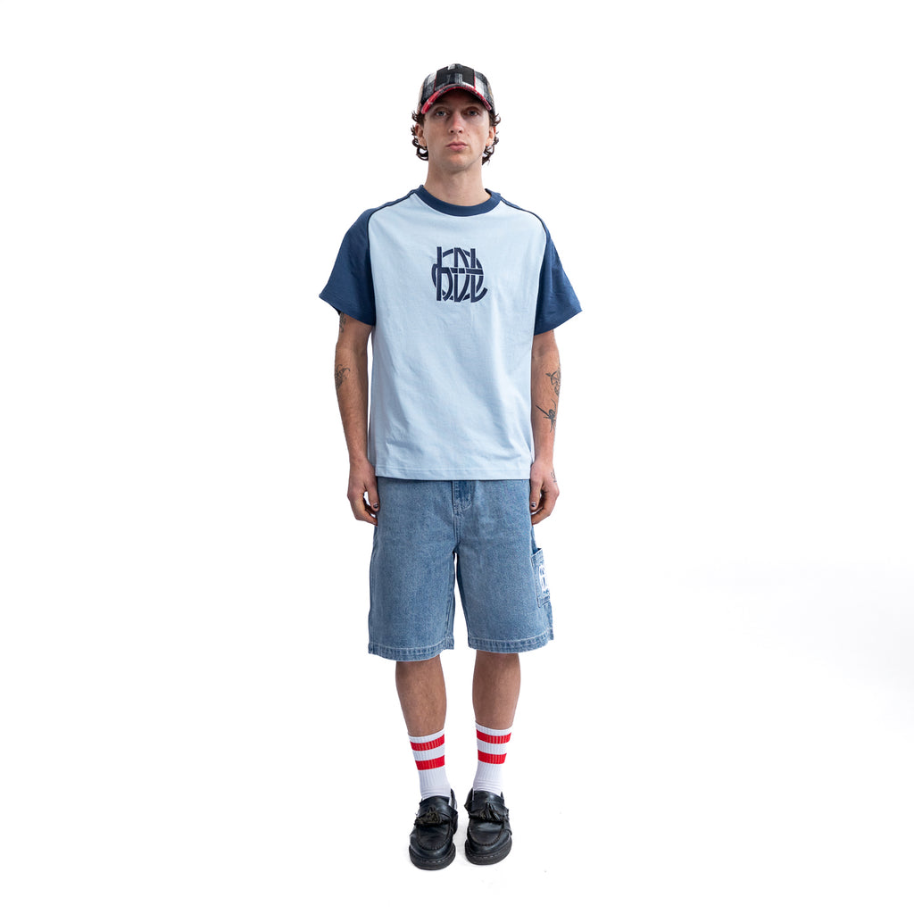 HDL LOGO WARPED JERSEY TEE NAVY/BLUE