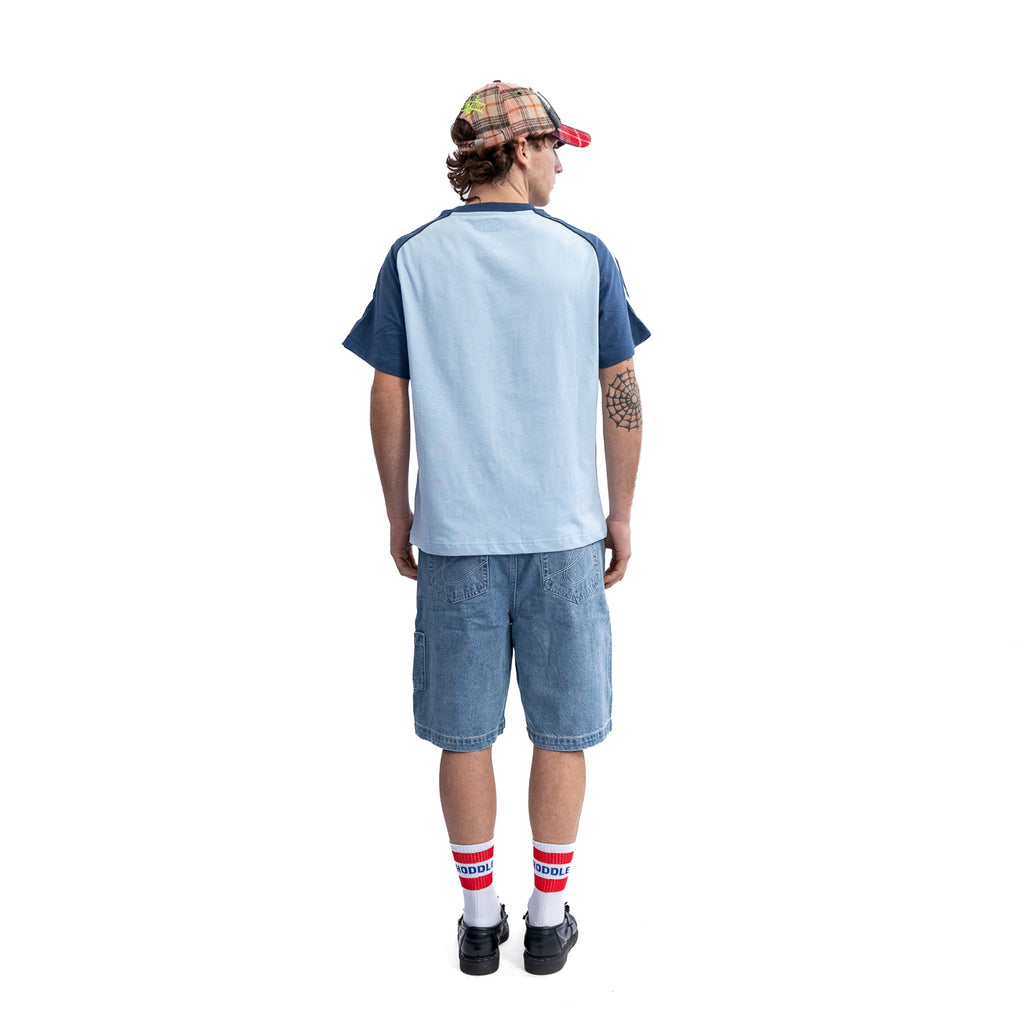 HDL LOGO WARPED JERSEY TEE NAVY/BLUE