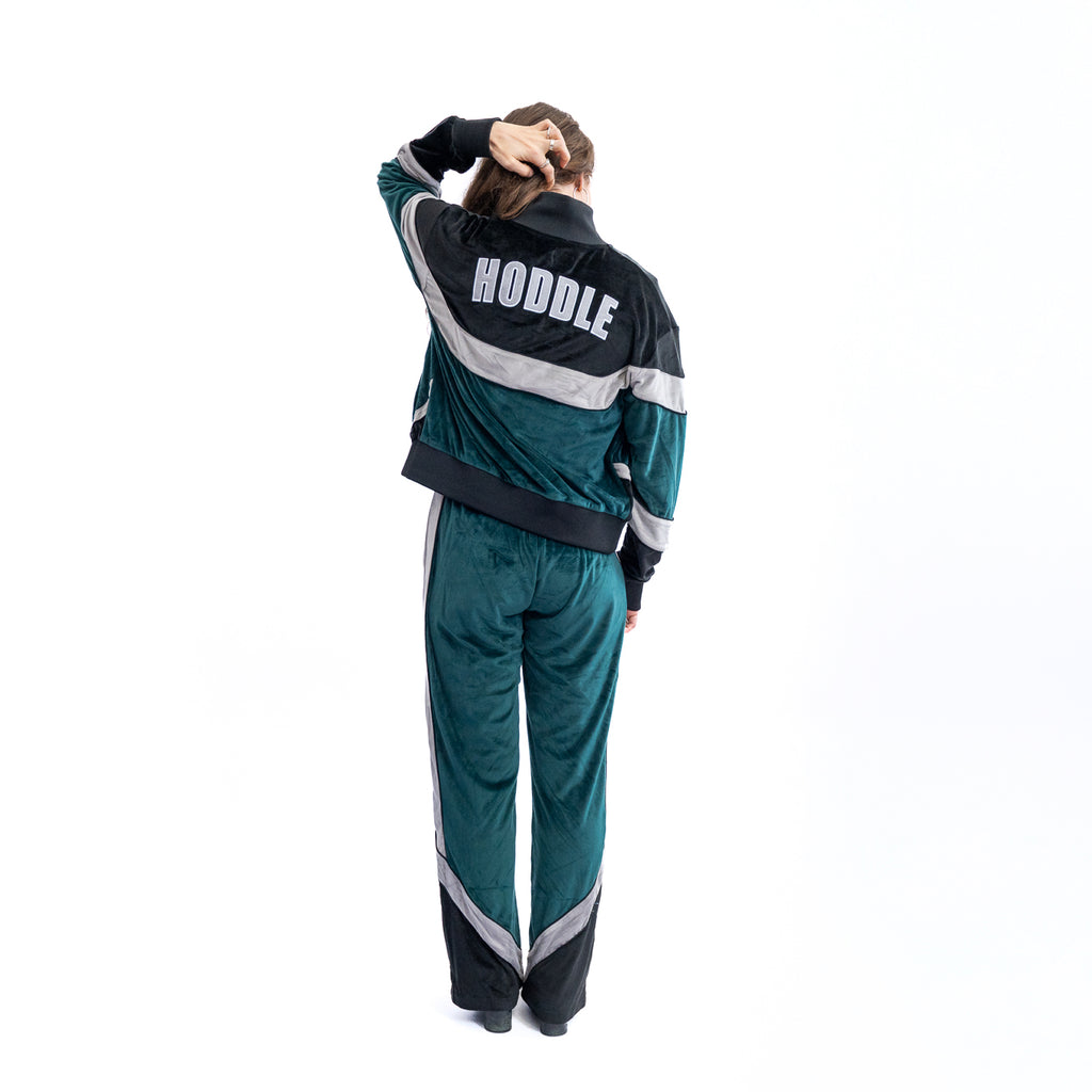 HDL VELOUR TRACK JACKET - GREEN/BLACK