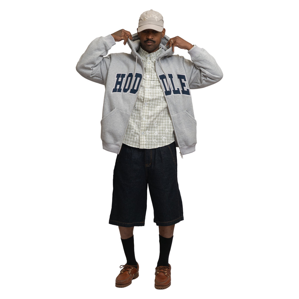 HODDLE ARCH LOGO ZIP UP HOOD GREY