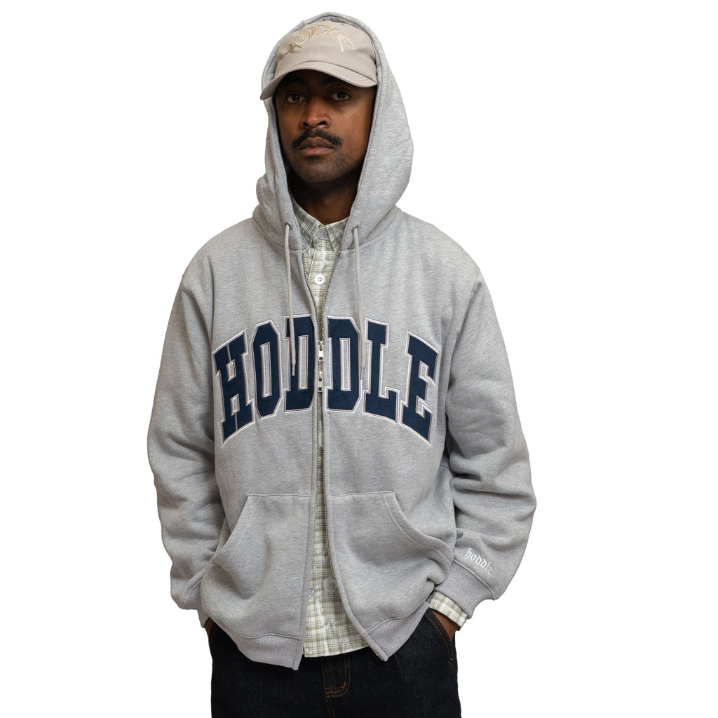 HODDLE ARCH LOGO ZIP UP HOOD GREY