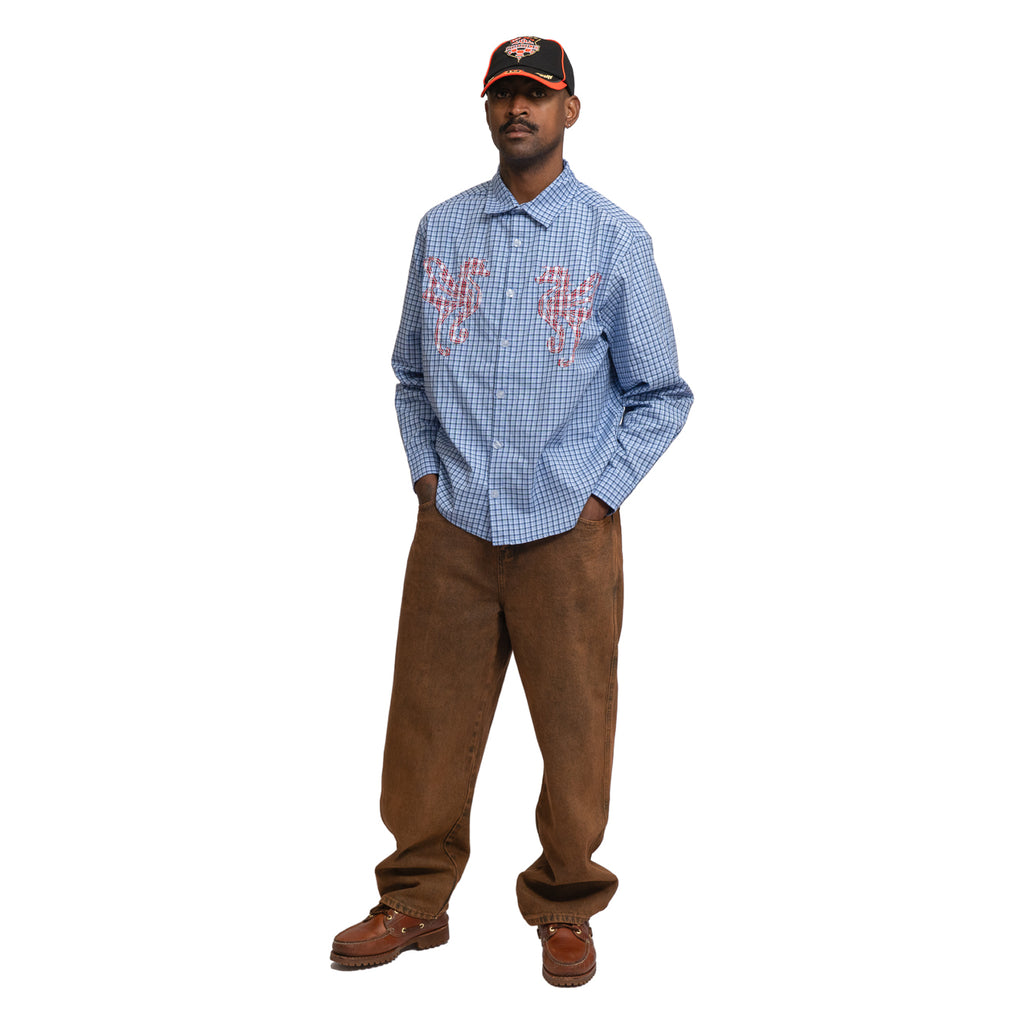 PRIMARY LOGO SHIRT GINGHAM BLUE