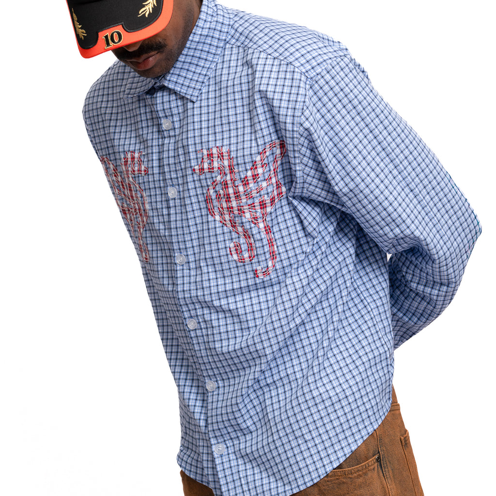 PRIMARY LOGO SHIRT GINGHAM BLUE
