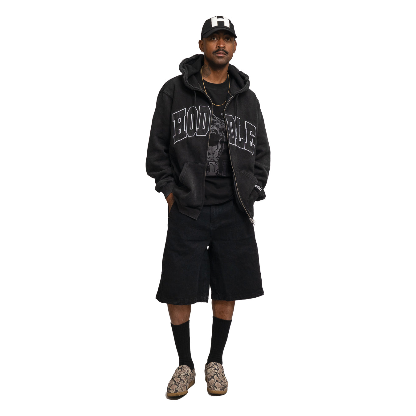 HODDLE ARCH LOGO ZIP HOOD BLACK | HODDLE SKATEBOARDS