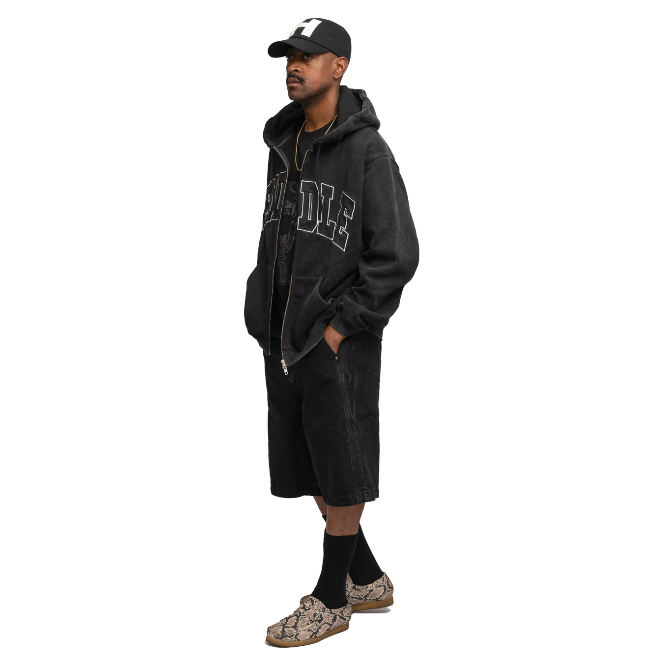 HODDLE ARCH LOGO ZIP HOOD BLACK | HODDLE SKATEBOARDS