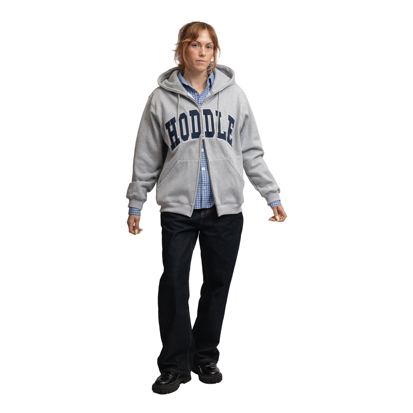 HODDLE ARCH LOGO ZIP UP HOOD GREY | HODDLE SKATEBOARDS