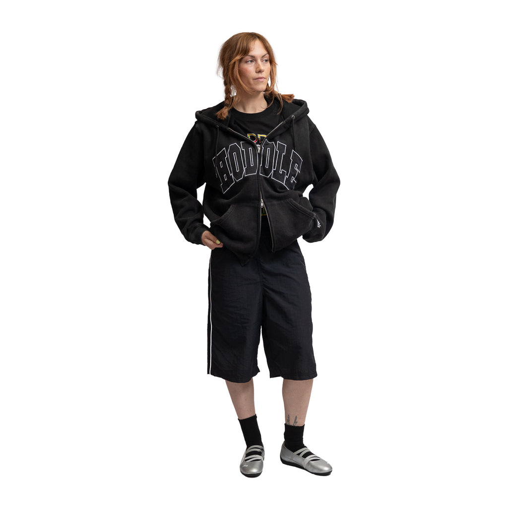 HODDLE ARCH LOGO ZIP HOOD BLACK