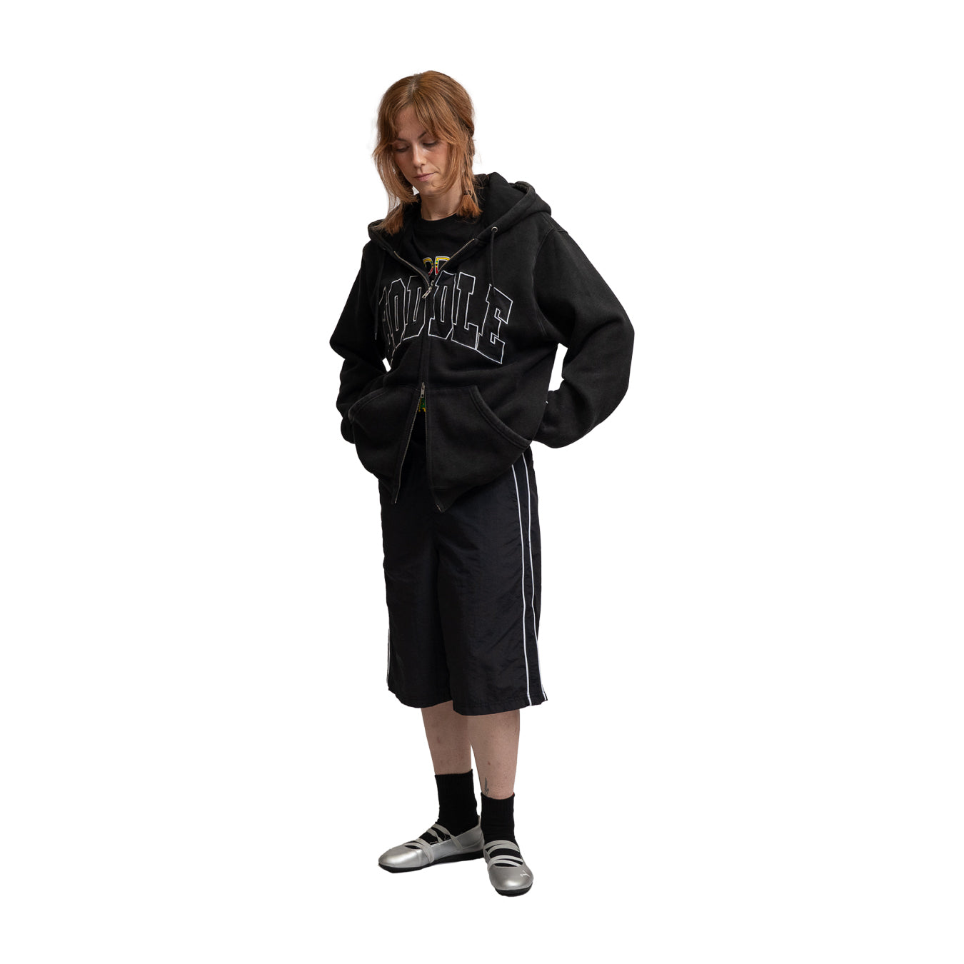HODDLE ARCH LOGO ZIP HOOD BLACK | HODDLE SKATEBOARDS