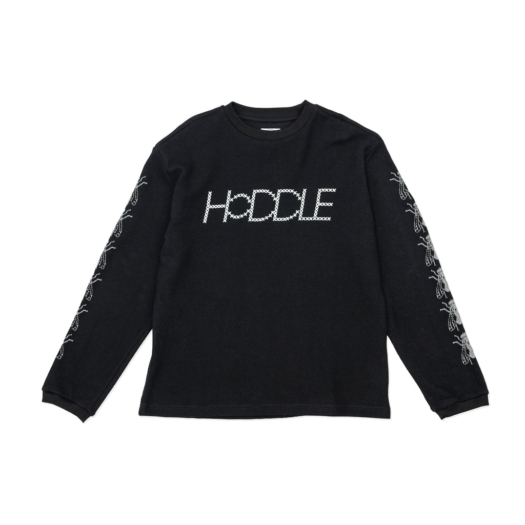 トップス HODDLE-melange long sleeve shirts HODDLE LONG SLEEVE WAFFLE KNIT BLACK | HODDLE SKATEBOARDS