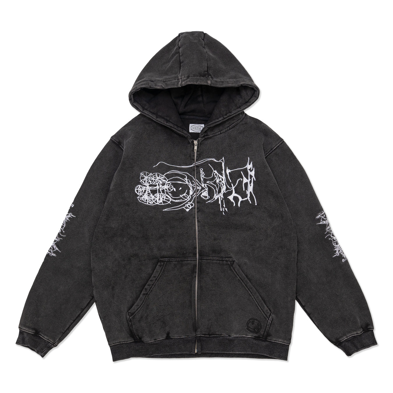 LG HILL HOOD BLACK WASH | HODDLE SKATEBOARDS