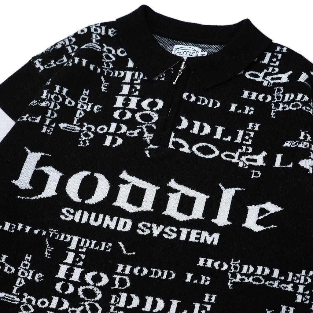 SOUND SYSTEM LONG SLEEVE QUATER ZIP POLO BLACK / WHITE