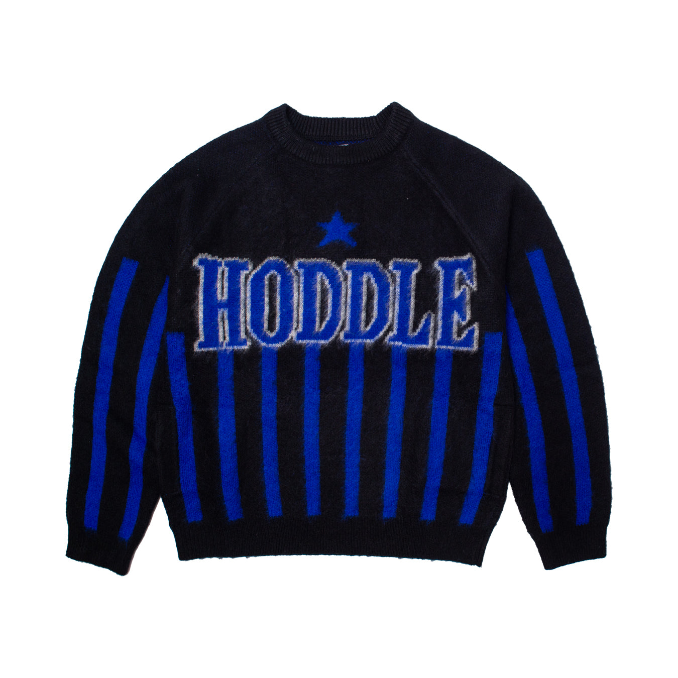 HODDLE ニット HODDLE STAR ABOVE MOHAIR FOOTBALL HEAVY WEIGHT KNIT BLACK / NAVY