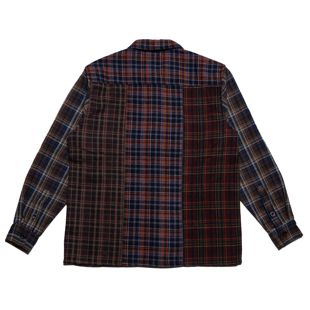 POLYURA PATCHWORK FLANNEL LONG SLEEVE SHIRT  MULTI