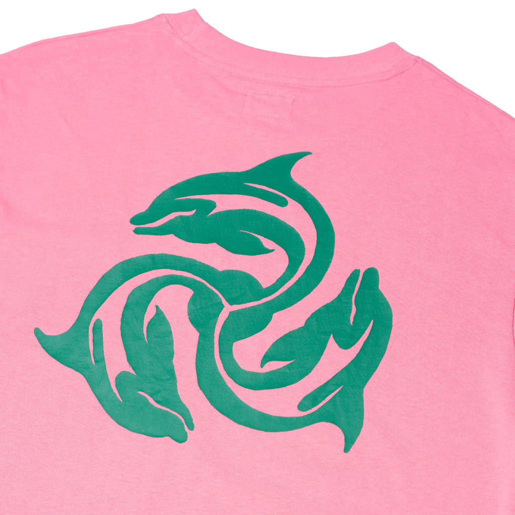TURBO DOLPHIN LOGO TEE WASHED PINK/GREEN