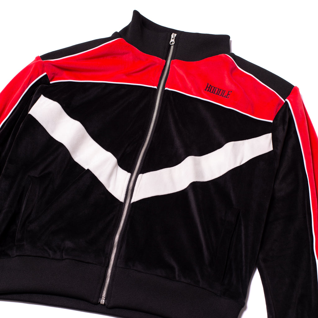 VELOUR TRACK TOP RED / BLACK