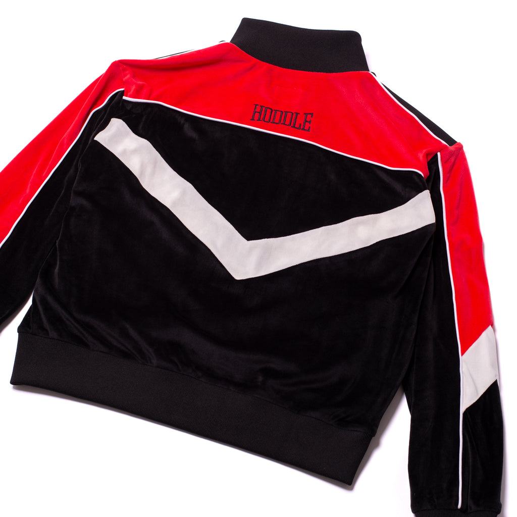 VELOUR TRACK TOP RED / BLACK