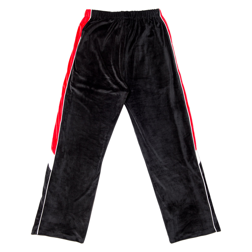 VELOUR TRACK PANTS BLACK / RED