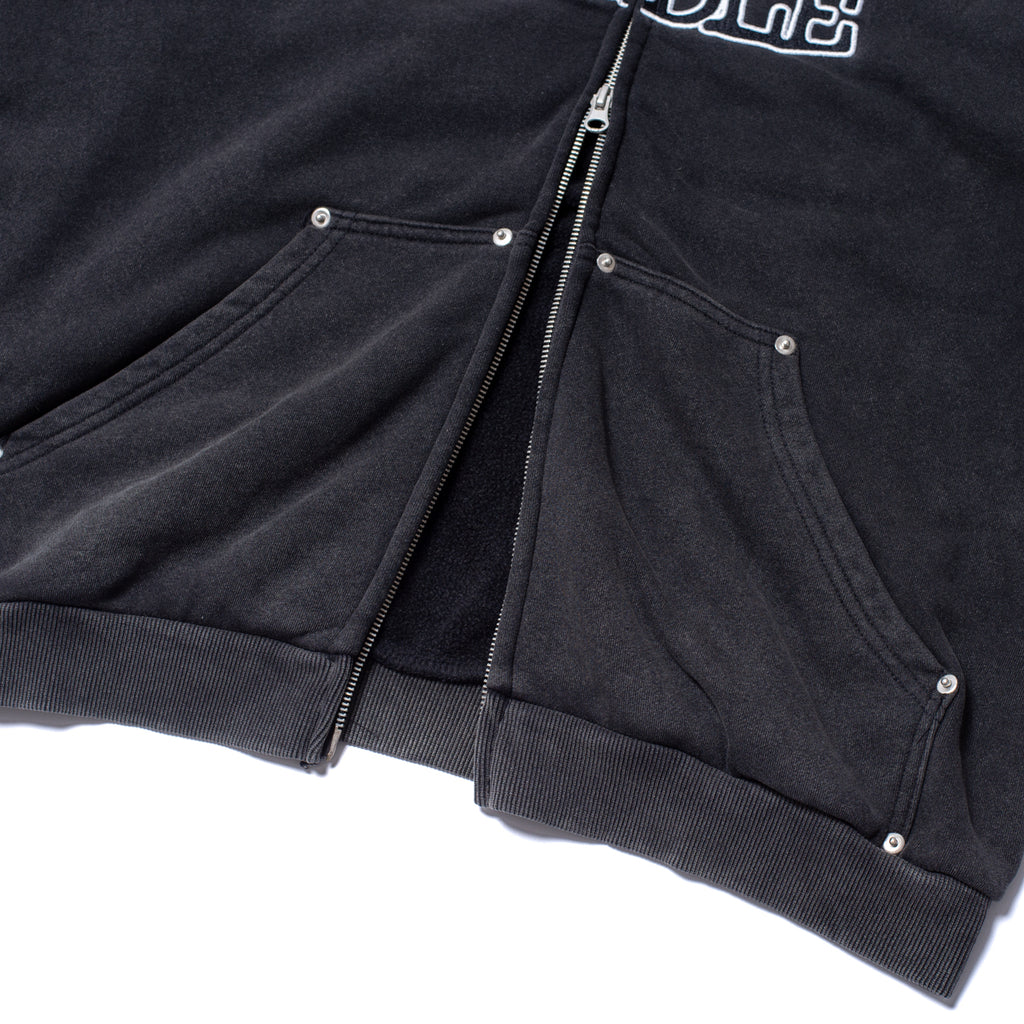 WATCHER ZIP UP HOOD BLACK  OVER DYE