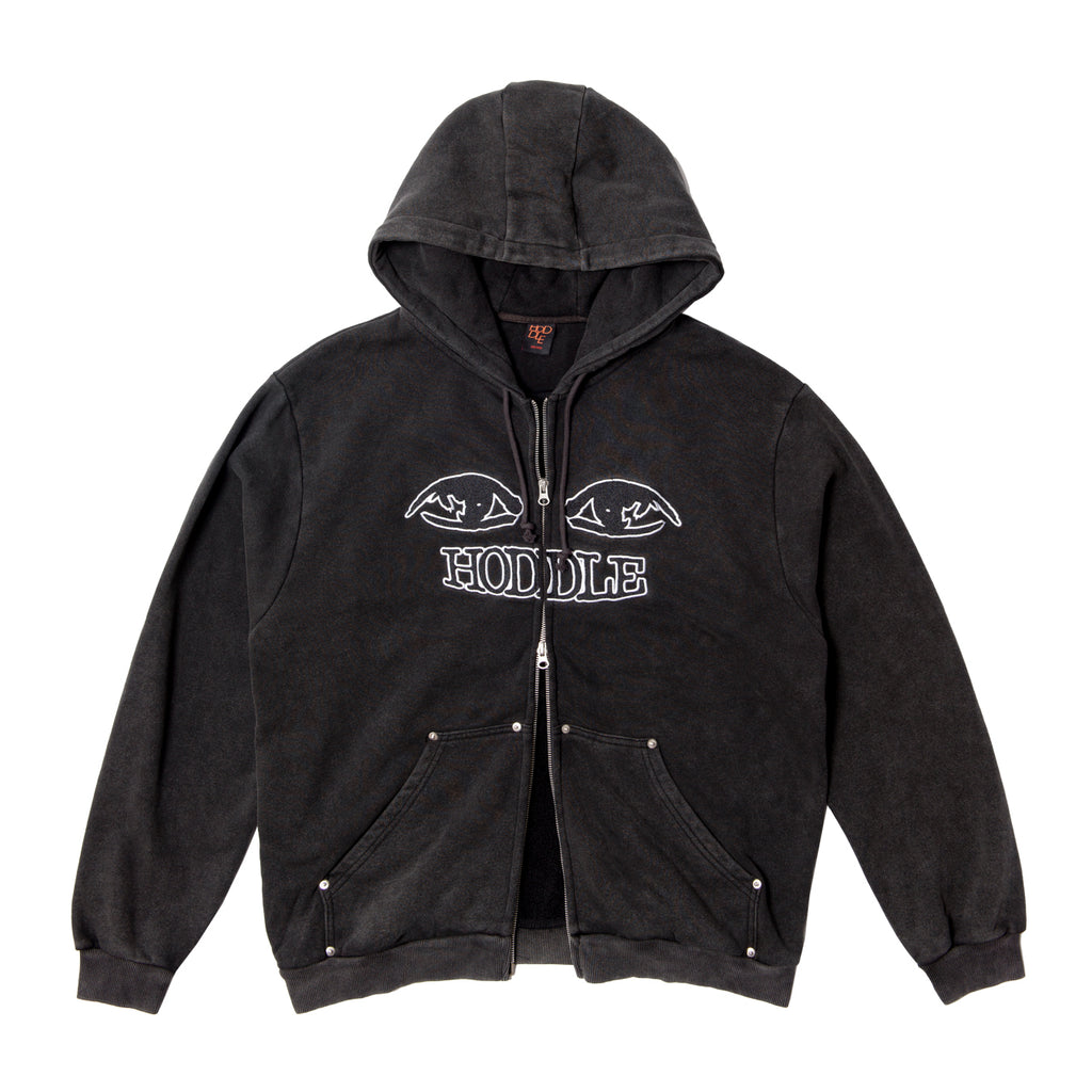 WATCHER ZIP UP HOOD BLACK  OVER DYE